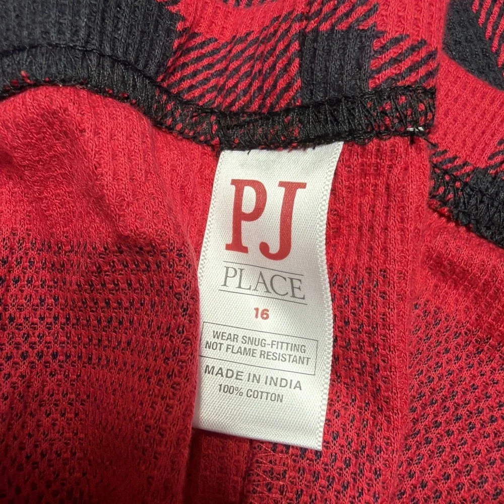 PJ Place Pajama Set 2pc Kids‎ size 16 Red Black Buffalo Check 100% Cotton